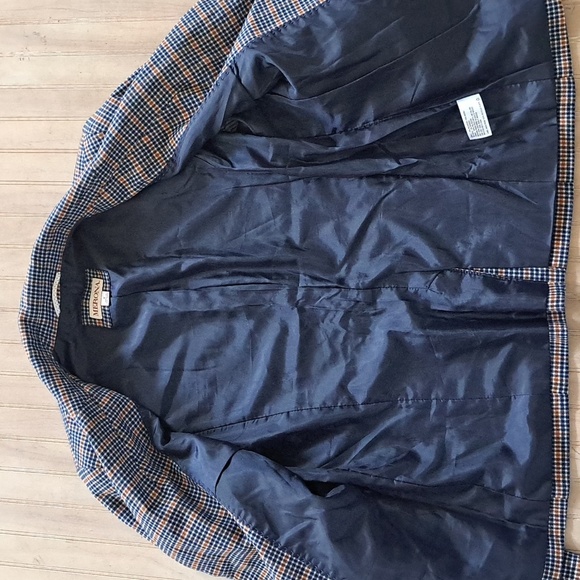 Merona Plaid Navy Orange Wool Blend Causal With Pockets Blazer Jacket - Picture 4 of 10